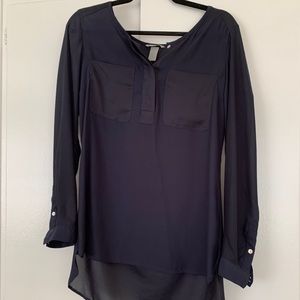 Long sleeve, navy blue blouse